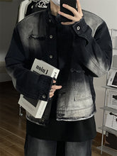 Men's American Style Denim Coat with Retro Gradient Effect